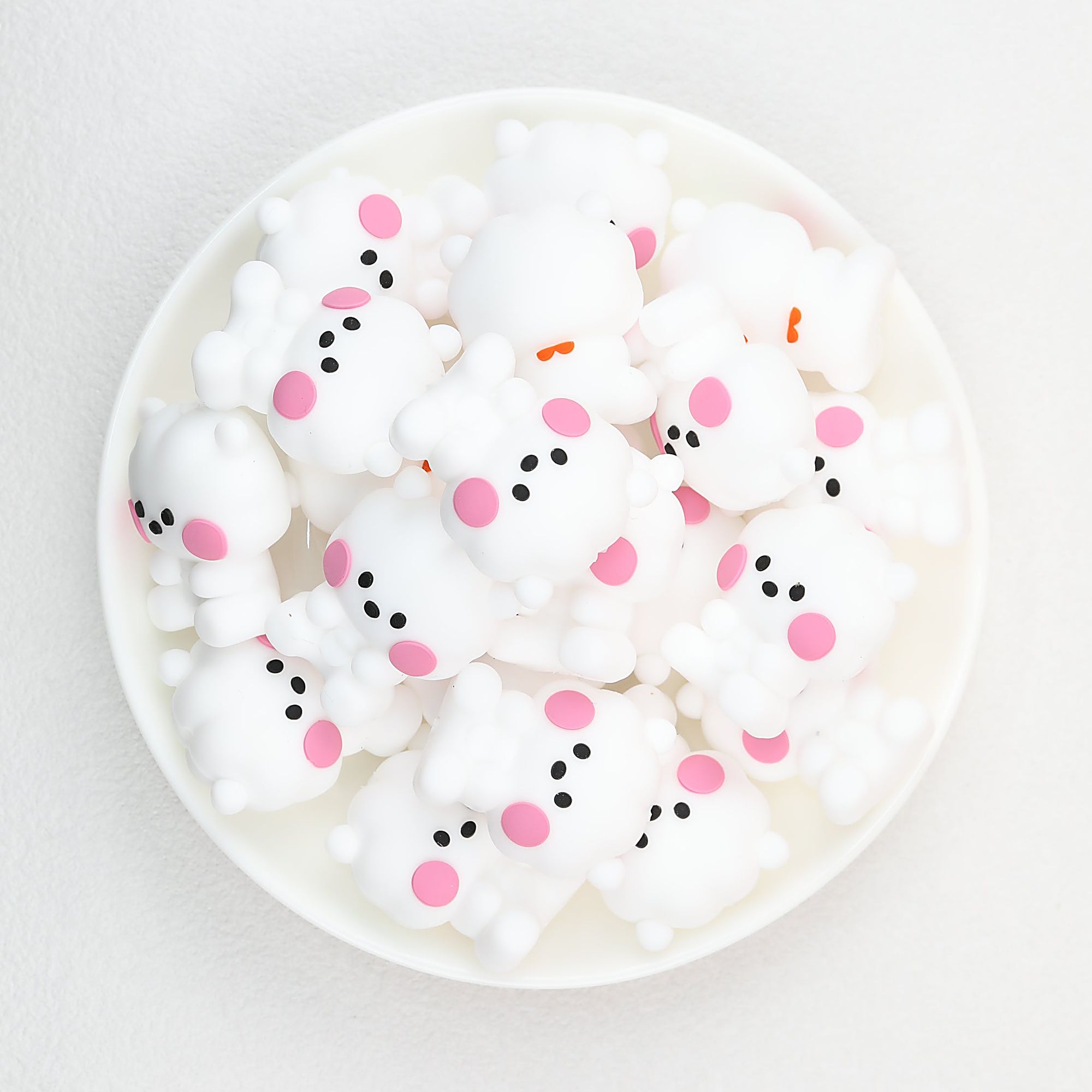 3D Animal Silicone Focal Beads Cute Rabbit Dog Design 20pcs