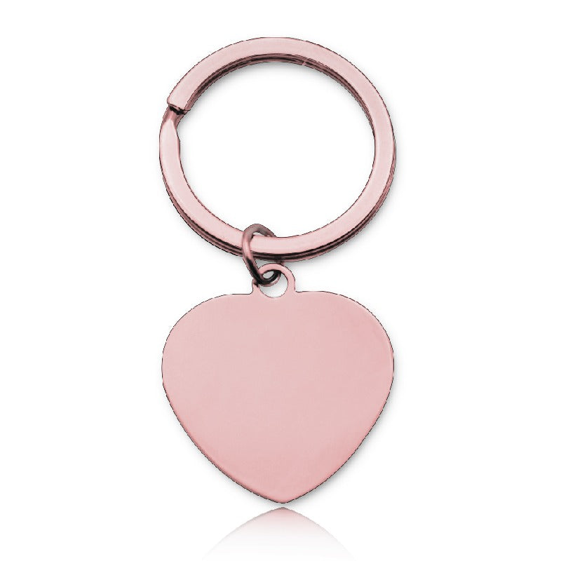 Stainless Steel Blank Heart Keychain Smooth Polished Metal Charm 2