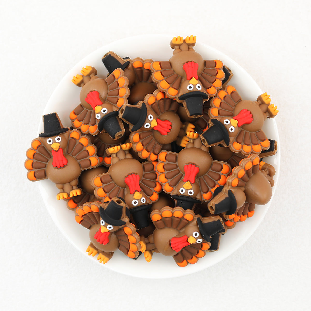  3D Thanksgiving Turkey Silicone Focal Beads 20pcs 2