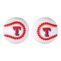 Silicone 3D Focal Beads Baseball Team Bright Red Stitches Team Initials 20pcs 14