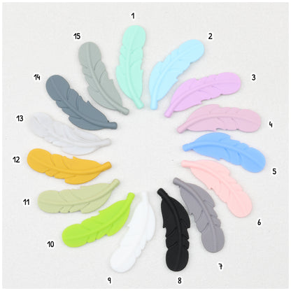 Colorful Feather Shaped Silicone Beads 20pcs 3