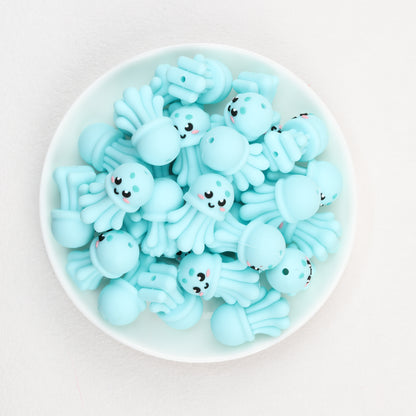 Silicone 3D Jellyfish Focal Beads Blue 20 pcs 2
