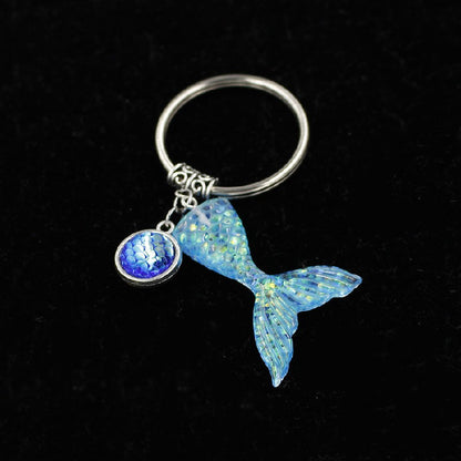 Stainless Steel Gradient Fishtail Animal Keychain Shimmering Scales 7
