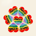 Silicone Focal Beads Rainbow Heart Love Is Love Stripes 20pcs