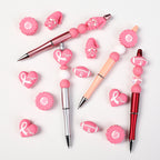 Breast Cancer Awareness 3D Silicone Focal Beads Pink Ribbon 20pcs 6