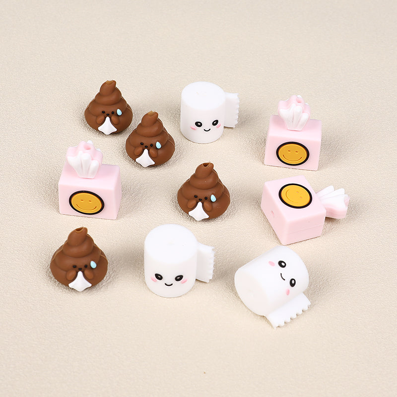 Silicone 3D Focal Beads Tissue Poop Smiling Face Detail 5