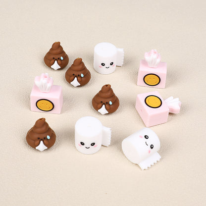 Silicone 3D Focal Beads Tissue Poop Smiling Face Detail 5