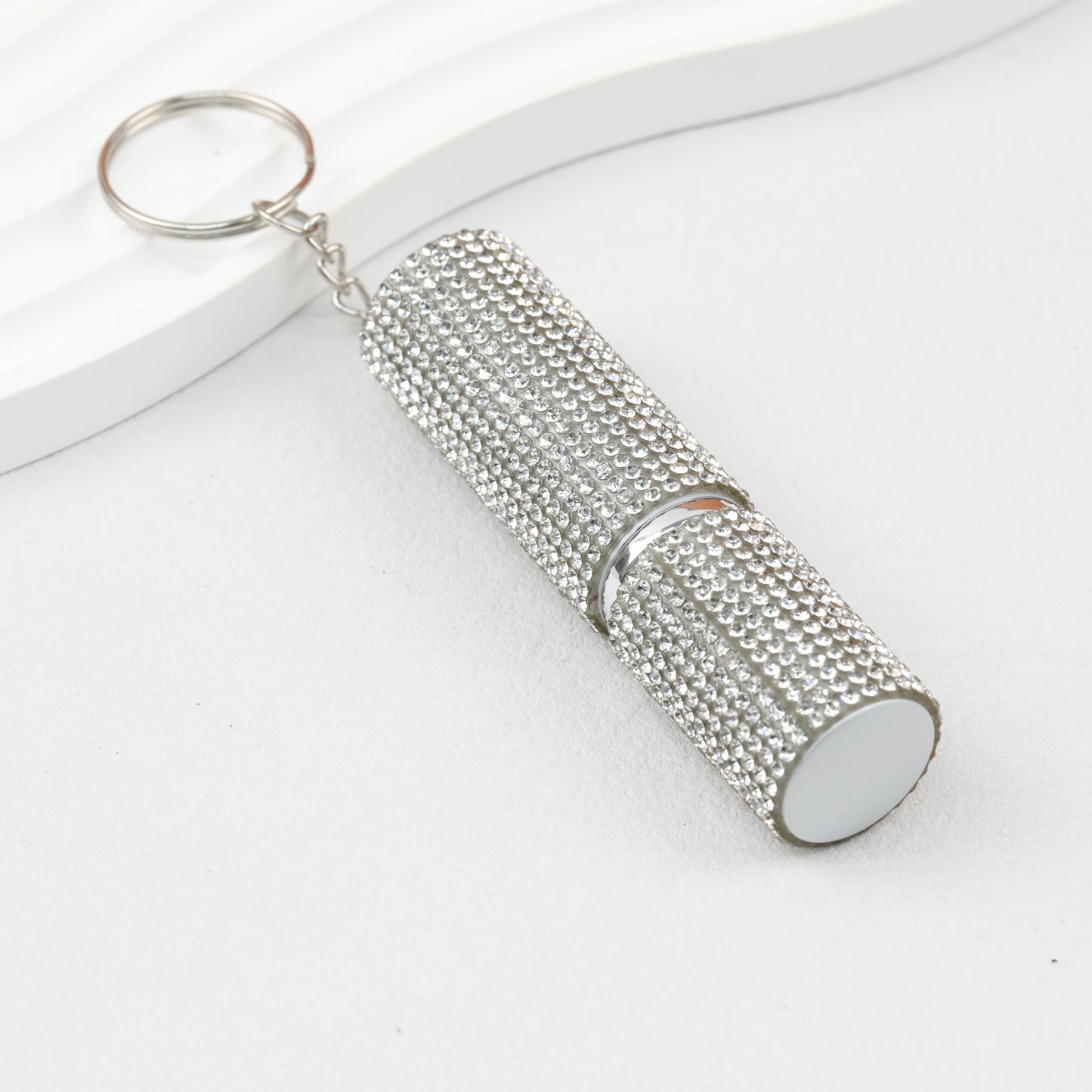Rhinestone Perfume Spray Bottle Keychain Zinc Alloy 5ml Pink