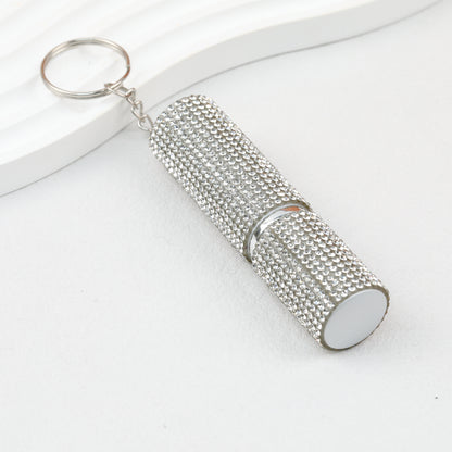Rhinestone Perfume Spray Bottle Keychain Zinc Alloy 5ml Pink