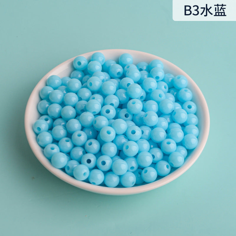 Solid Color Round Acrylic Beads 8mm 100g 19