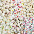 Floral Pattern 15mm Silicone Beads Light Color Printed Design 50pcs