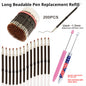 Black ballpoint pen refill for long beadable pen