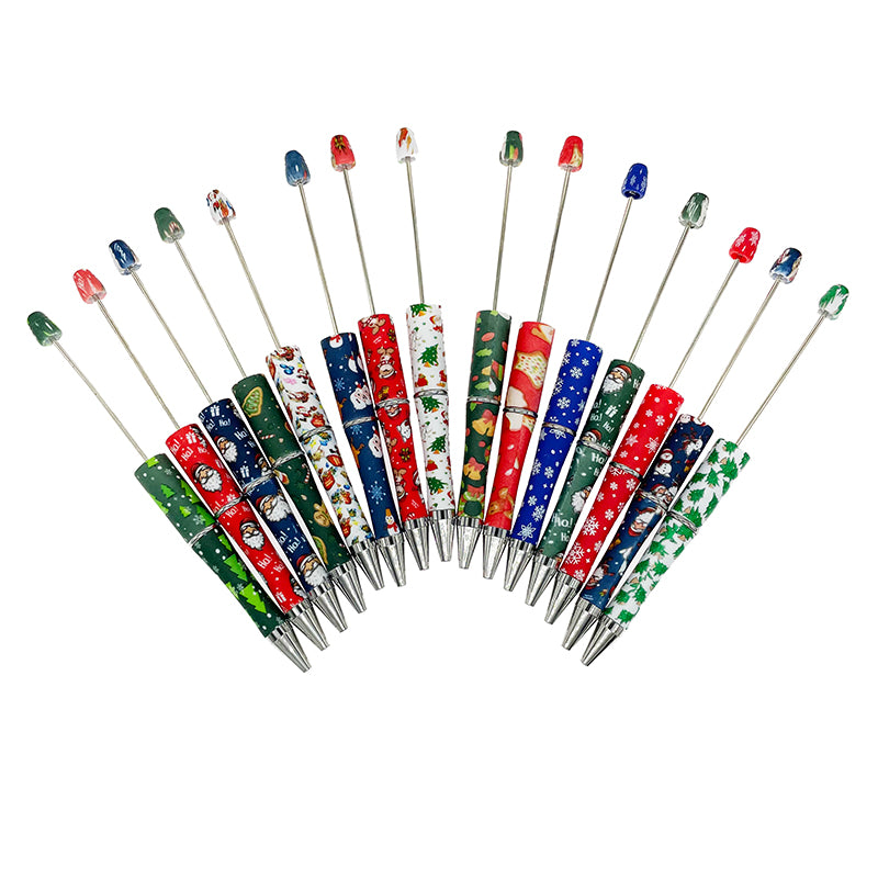 Beadable Pen Christmas Themed Colorful Ballpoint Ink Customizable