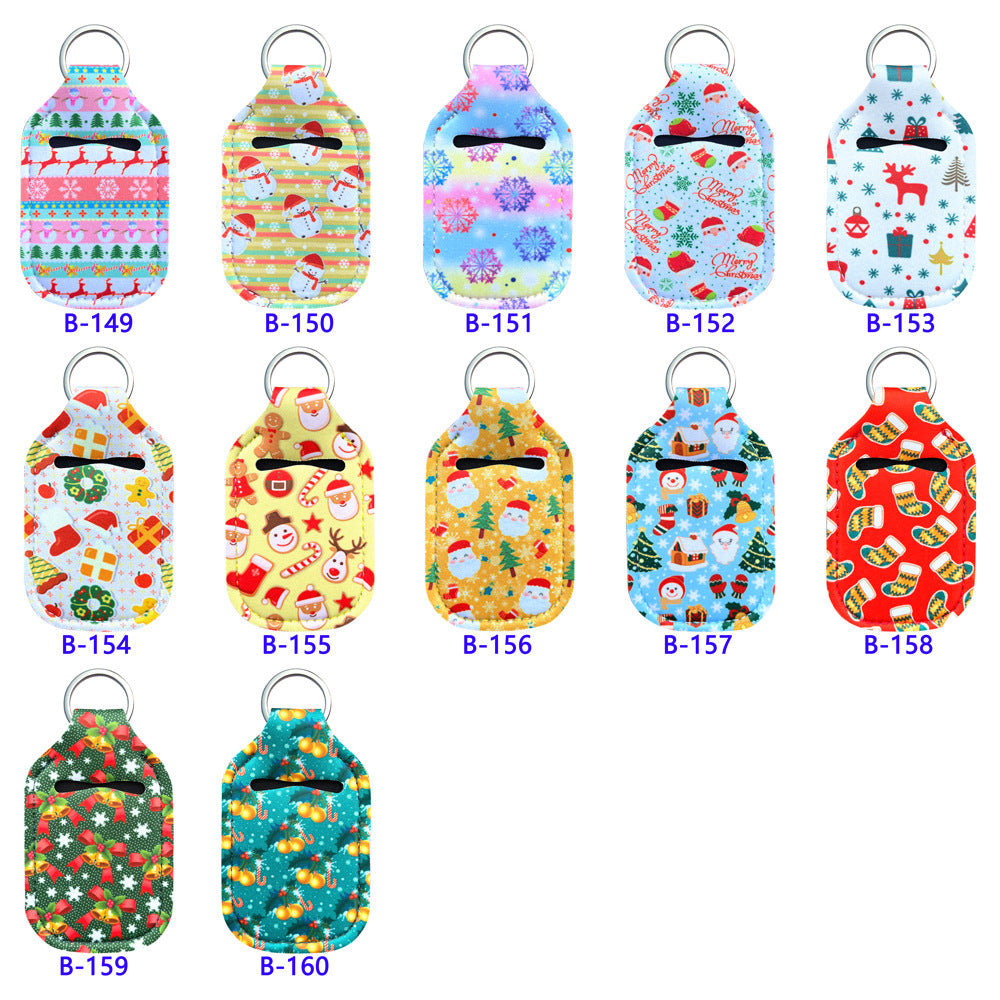 Christmas Neoprene Wristlet Keychain Sanitizer Chapstick Holder Festive Design 5