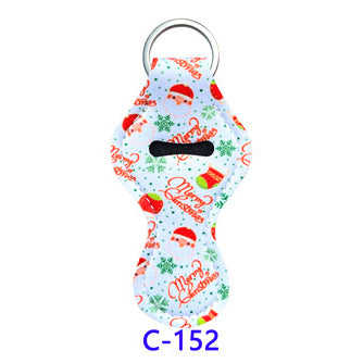 Christmas Neoprene Wristband Sanitizer Chapstick Holder Keychains Wholesale C152
