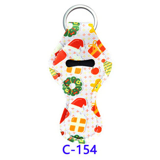 Christmas Neoprene Wristband Sanitizer Chapstick Holder Keychains Wholesale C154
