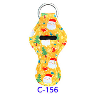 Christmas Neoprene Wristband Sanitizer Chapstick Holder Keychains Wholesale C156