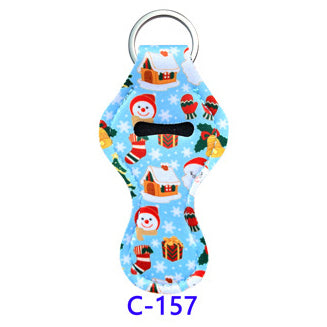 Christmas Neoprene Wristband Sanitizer Chapstick Holder Keychains Wholesale C157