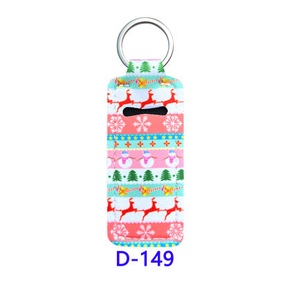 Christmas Neoprene Wristband Sanitizer Chapstick Holder Keychains Wholesale D149