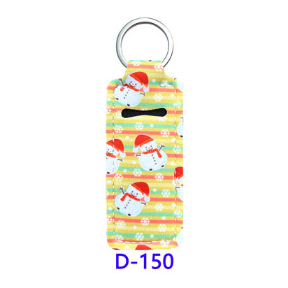 Christmas Neoprene Wristband Sanitizer Chapstick Holder Keychains Wholesale D150