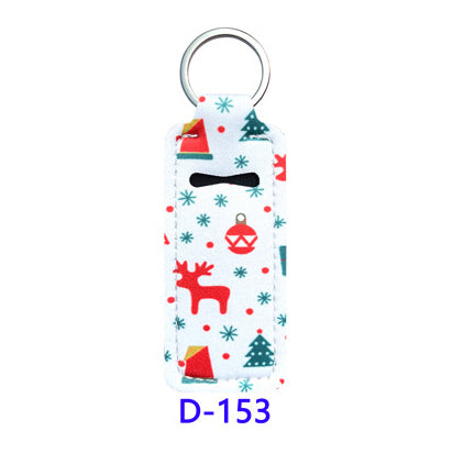 Christmas Neoprene Wristband Sanitizer Chapstick Holder Keychains Wholesale D153