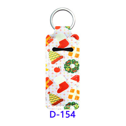 Christmas Neoprene Wristband Sanitizer Chapstick Holder Keychains Wholesale D154