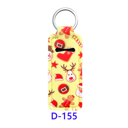 Christmas Neoprene Wristband Sanitizer Chapstick Holder Keychains Wholesale D155