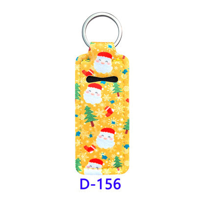 Christmas Neoprene Wristband Sanitizer Chapstick Holder Keychains Wholesale D156