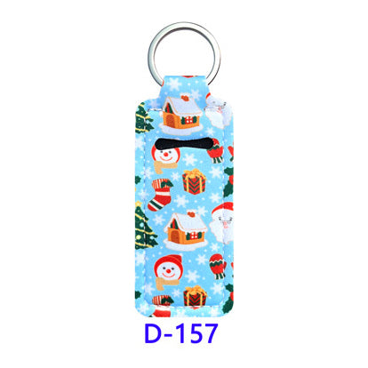 Christmas Neoprene Wristband Sanitizer Chapstick Holder Keychains Wholesale D157