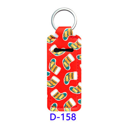 Christmas Neoprene Wristband Sanitizer Chapstick Holder Keychains Wholesale D158