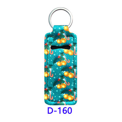 Christmas Neoprene Wristband Sanitizer Chapstick Holder Keychains Wholesale D160