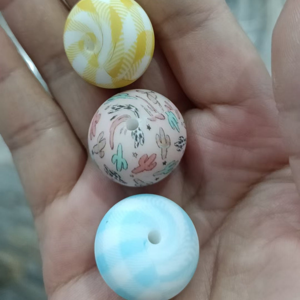 Custom Printing Abacus 23mm Silicone Beads Pastel Designs