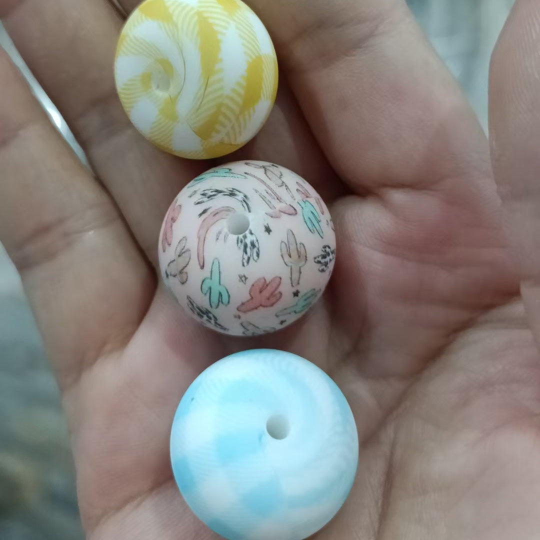 Custom Printing Abacus 23mm Silicone Beads Pastel Designs