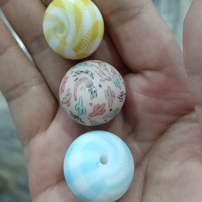 Custom Printing Abacus 23mm Silicone Beads Pastel Designs