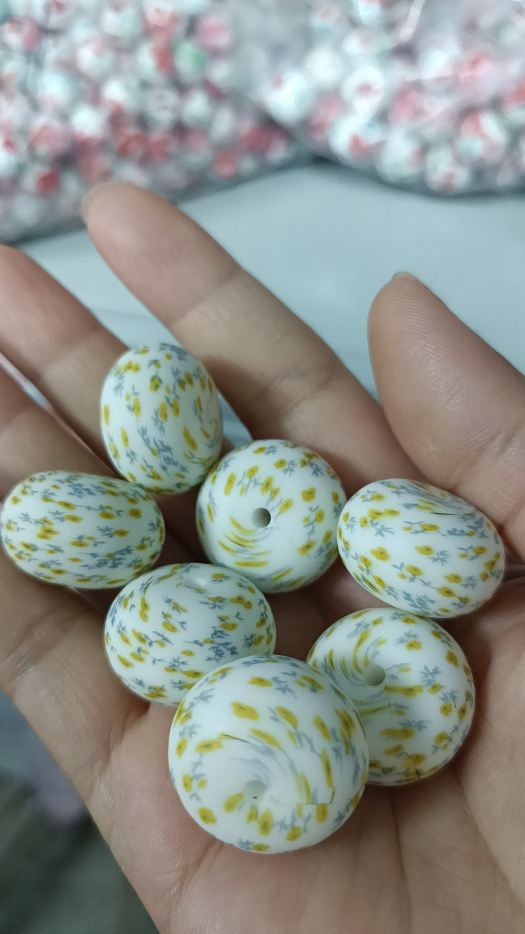 Custom Printing Abacus 23mm Silicone Beads Pastel Designs 4