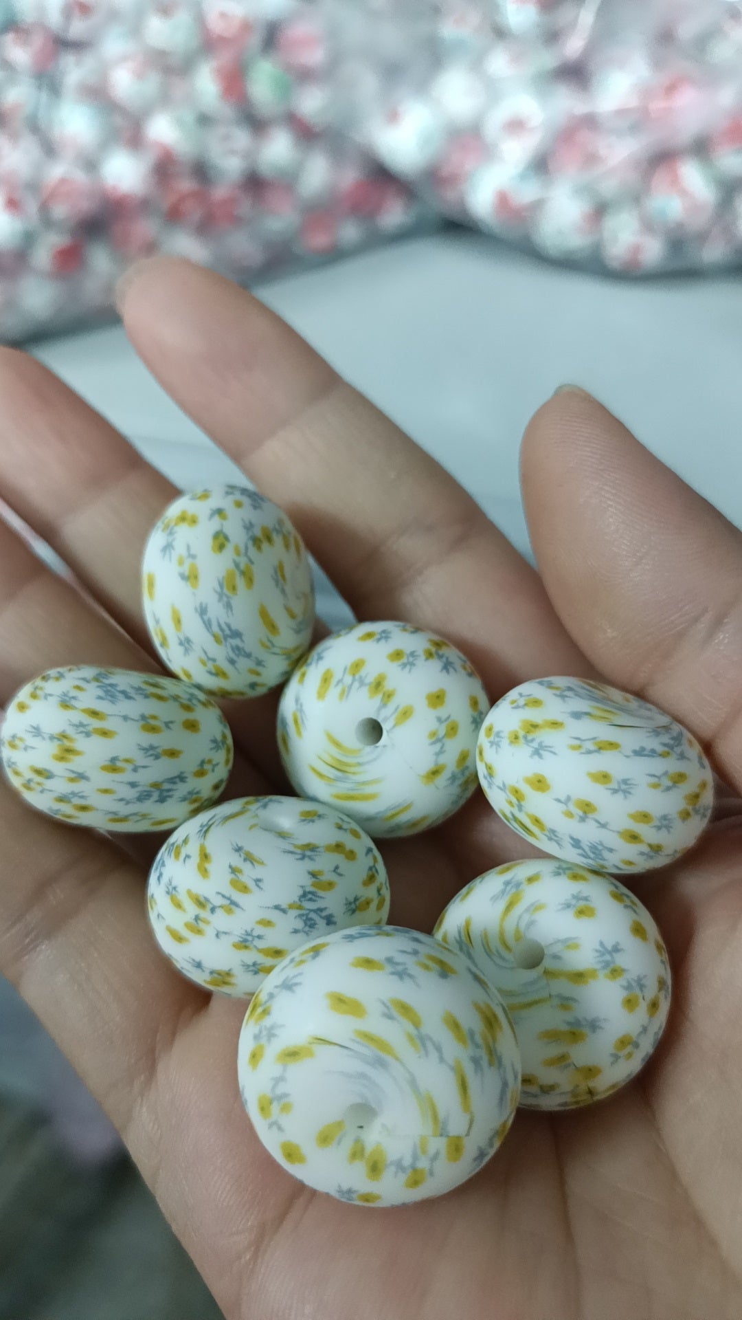 Custom Printing Abacus 23mm Silicone Beads Pastel Designs 4