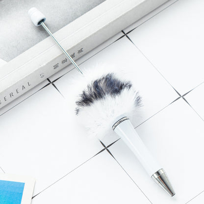Fuzzy Beadable Pens Plush DIY Ballpoint Pen Wholesale 20C White-Leopard