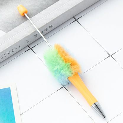 Fuzzy Beadable Pens Plush DIY Ballpoint Pen Wholesale 21 Macaron orange-Gradient