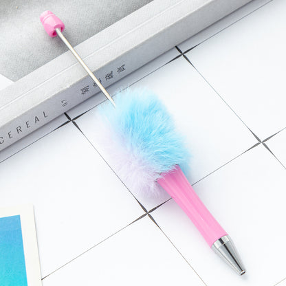 Fuzzy Beadable Pens Plush DIY Ballpoint Pen Wholesale 23 Macaron pink-Gradient