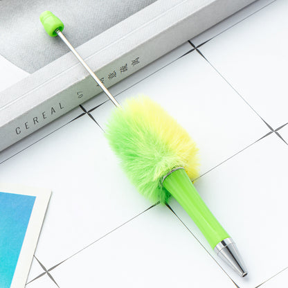 Fuzzy Beadable Pens Plush DIY Ballpoint Pen Wholesale 24 Macaron green-Gradient