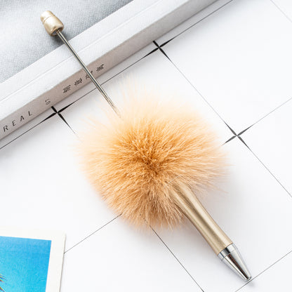 Fuzzy Beadable Pens Plush DIY Ballpoint Pen Wholesale 5 Gold