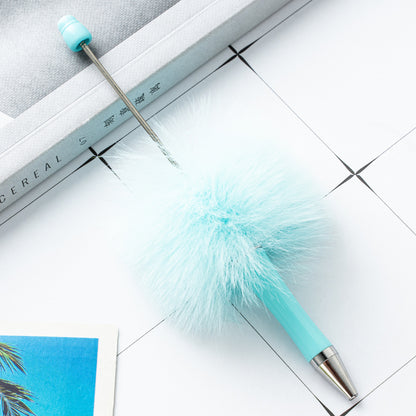 Fuzzy Beadable Pens Plush DIY Ballpoint Pen Wholesale 50 Candy blue