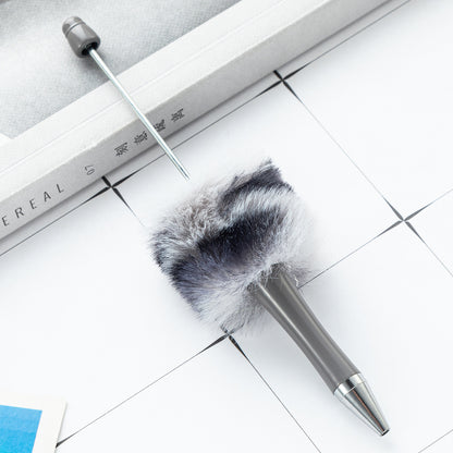 Fuzzy Beadable Pens Plush DIY Ballpoint Pen Wholesale 53 Bentley Gray-Leopard
