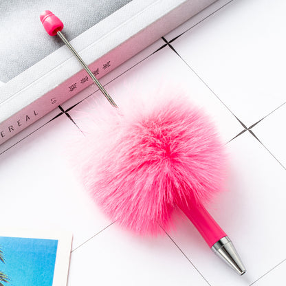 Fuzzy Beadable Pens Plush DIY Ballpoint Pen Wholesale 58 Fluorescent rose red