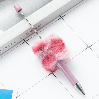 Fuzzy Beadable Pens Plush DIY Ballpoint Pen Wholesale 79 Lilac purple-Leopard