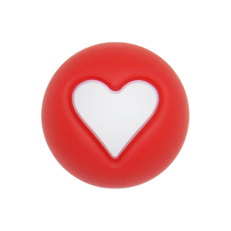 15mm Heart Silicone Beads Multi Color Layered Two Tone Matte 50pcs