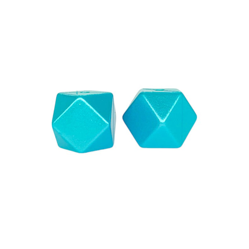 Metallic Silicone Hexagon Beads Blue