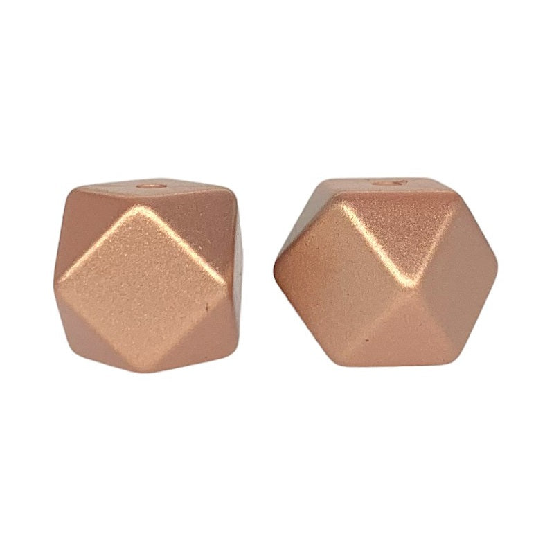 Metallic Silicone Hexagon Beads Rose gold