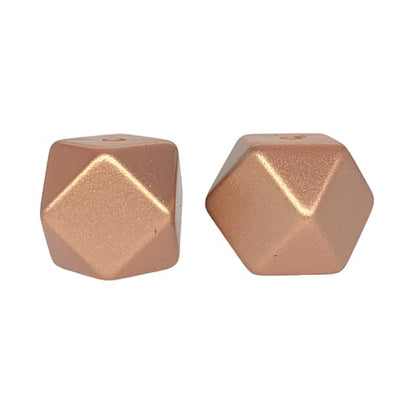 Metallic Silicone Hexagon Beads Rose gold