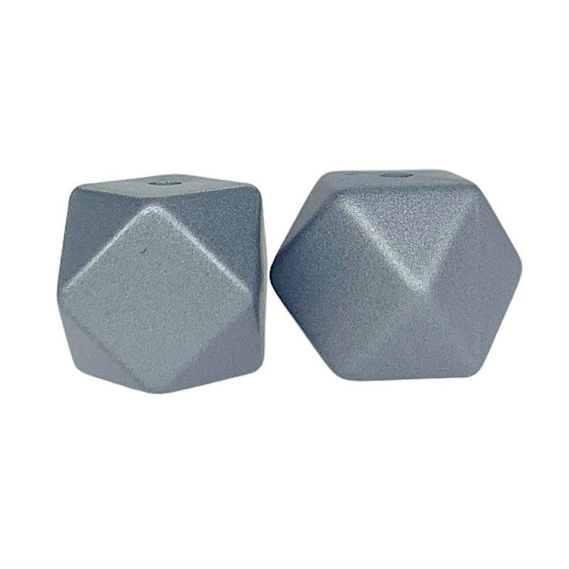 Metallic Silicone Hexagon Beads Silver